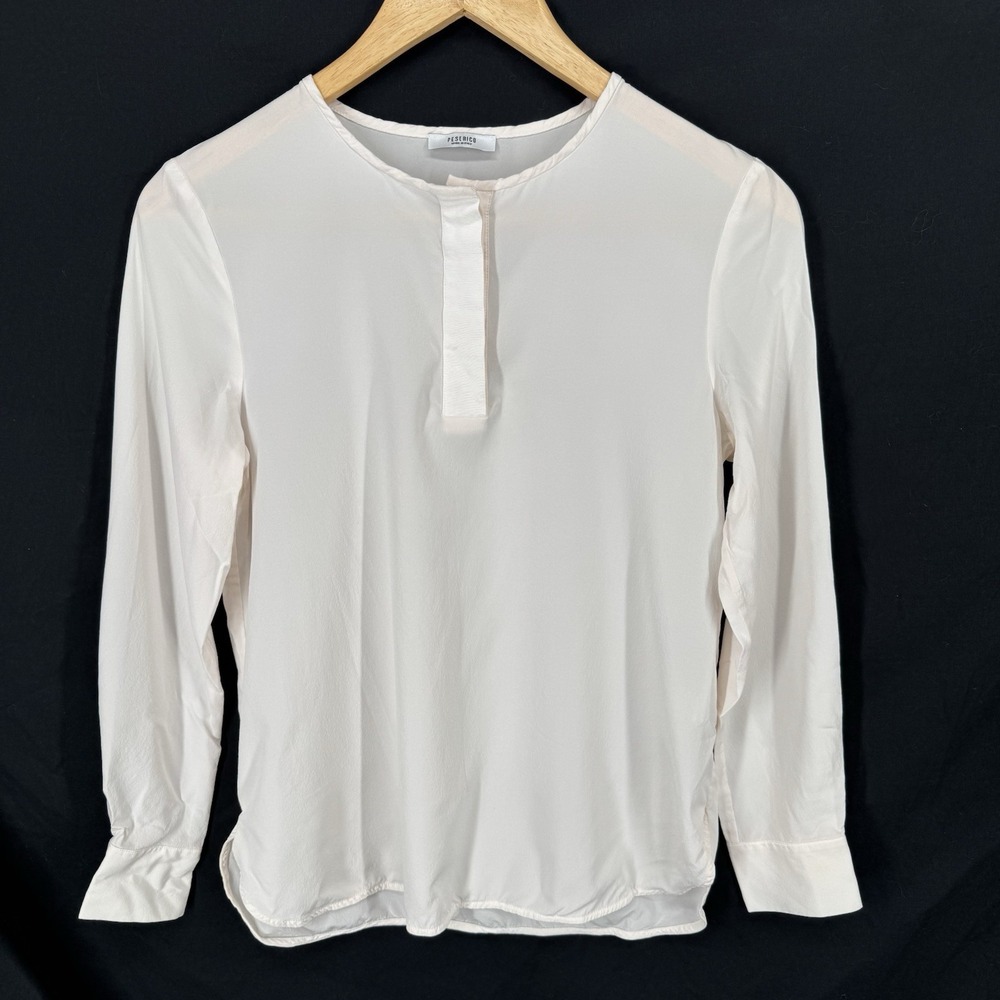 Peserico Silk Stretch Top S Minimalist Quiet Luxury Chic Semi Sheer Pink Italy